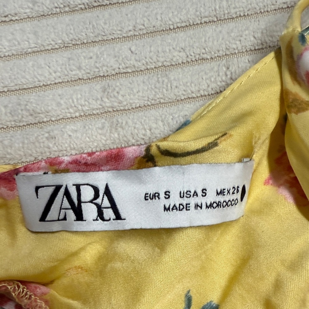 Zara Yellow and Pink Floral Mini Dress - Picture 2 of 3